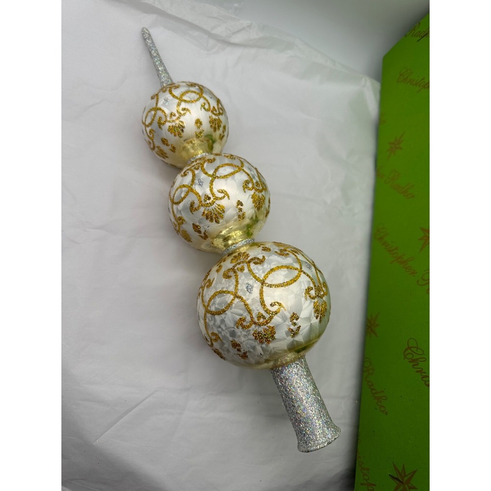 Christopher‎ Radko White Fascination Finial Tree Topper 1012614 16.5"